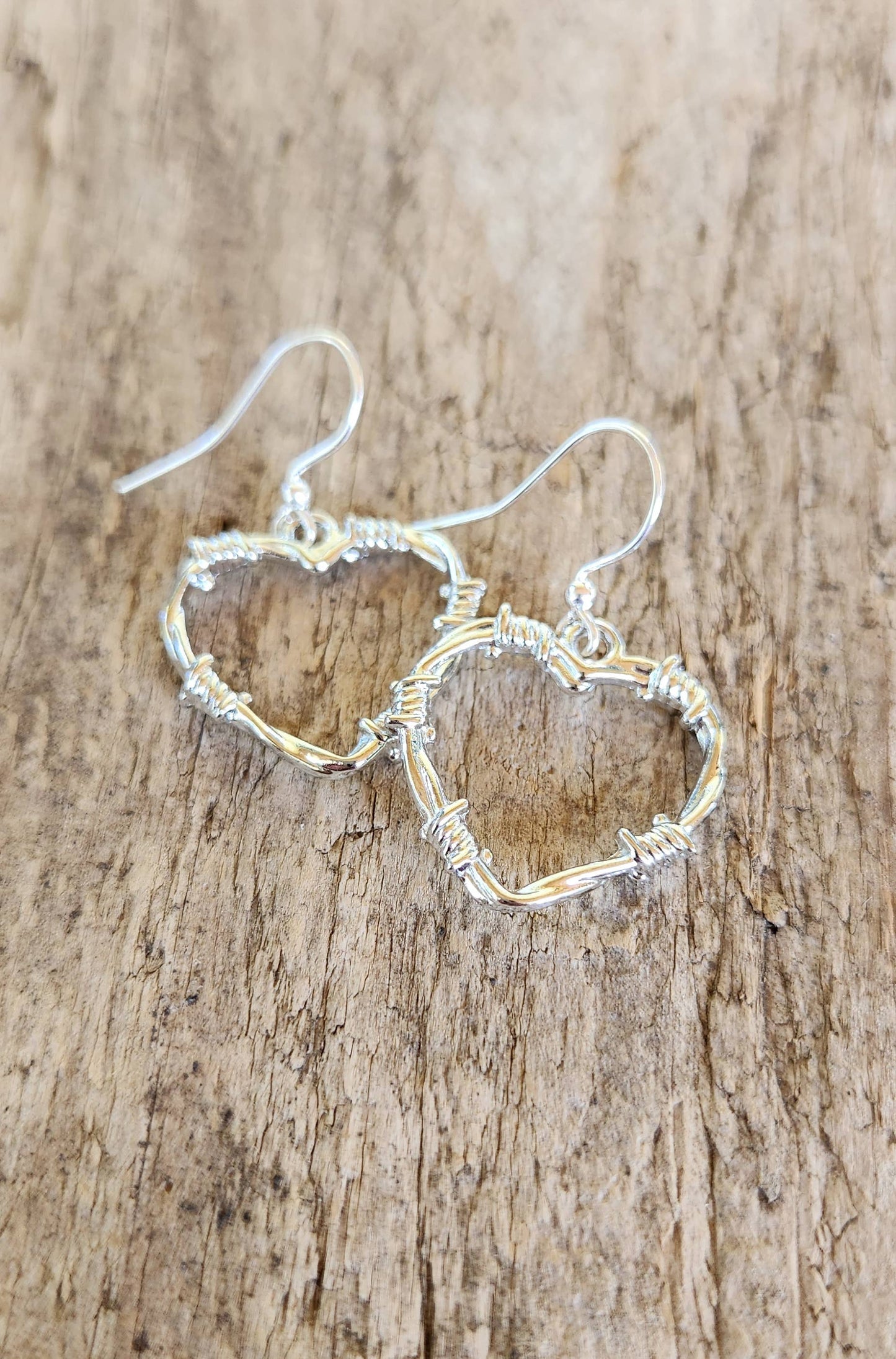 Cocklebur Clothing Co. - Barbed Wire Heart Earrings