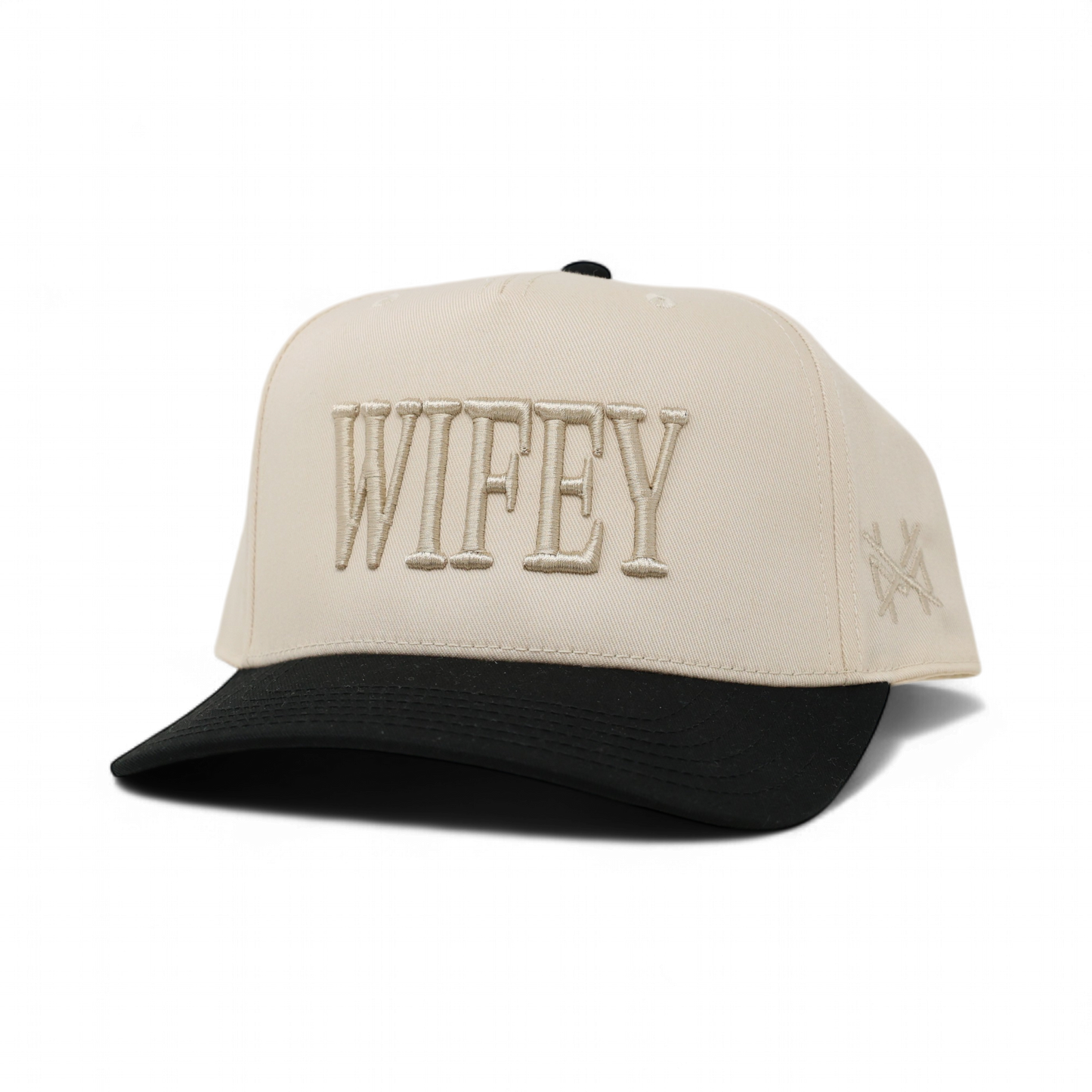 The Mad Hatter Co - Wifey Trucker Hat: Retro Black with Blue Thread