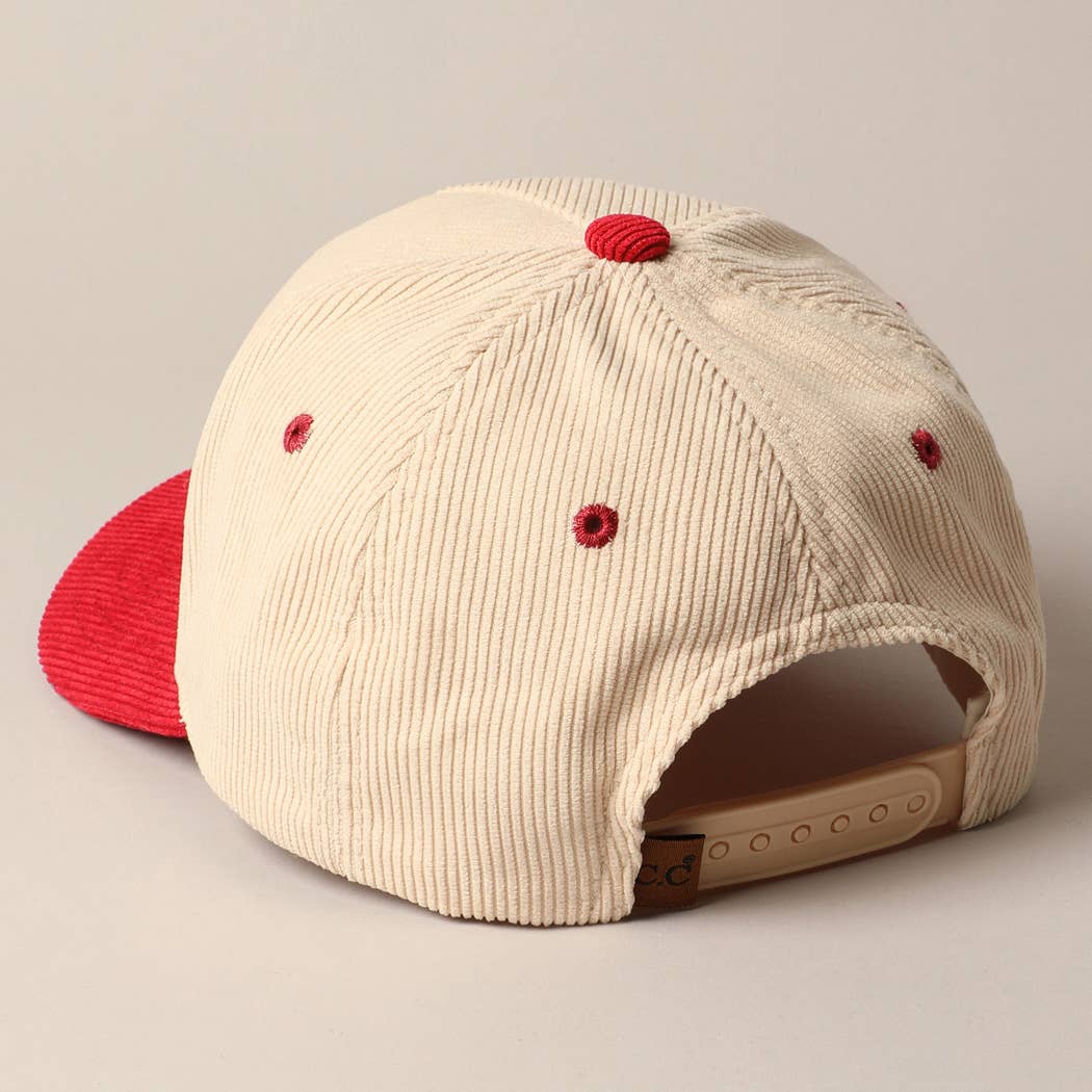 Fashion City - DARLIN' Corduroy Trucker Baseball Cap: BEIGE / ONE SIZE