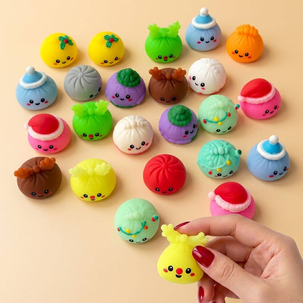 Aili's Corner - Christmas Holiday Advent Calendar- Mochi Dumpling Squishy- 24 Pcs Fidget Toy Set