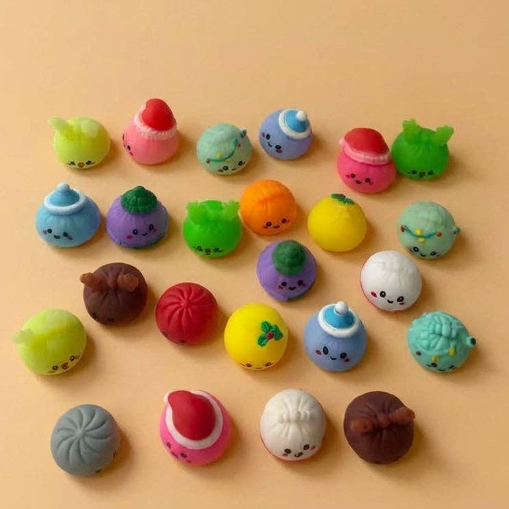 Aili's Corner - Christmas Holiday Advent Calendar- Mochi Dumpling Squishy- 24 Pcs Fidget Toy Set