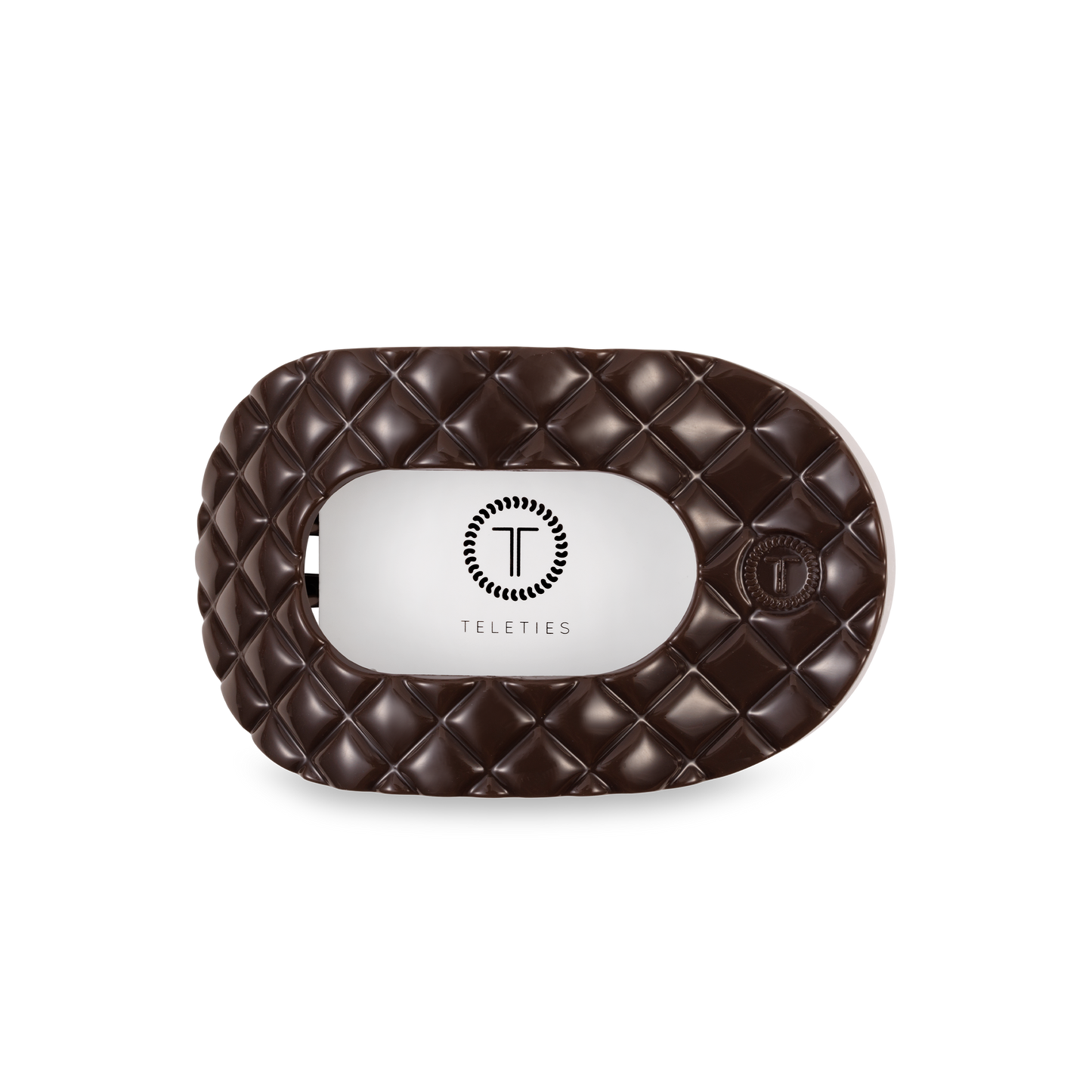 TELETIES - Flat Round Hair Clip | Medium | Truly Taupe Quilted