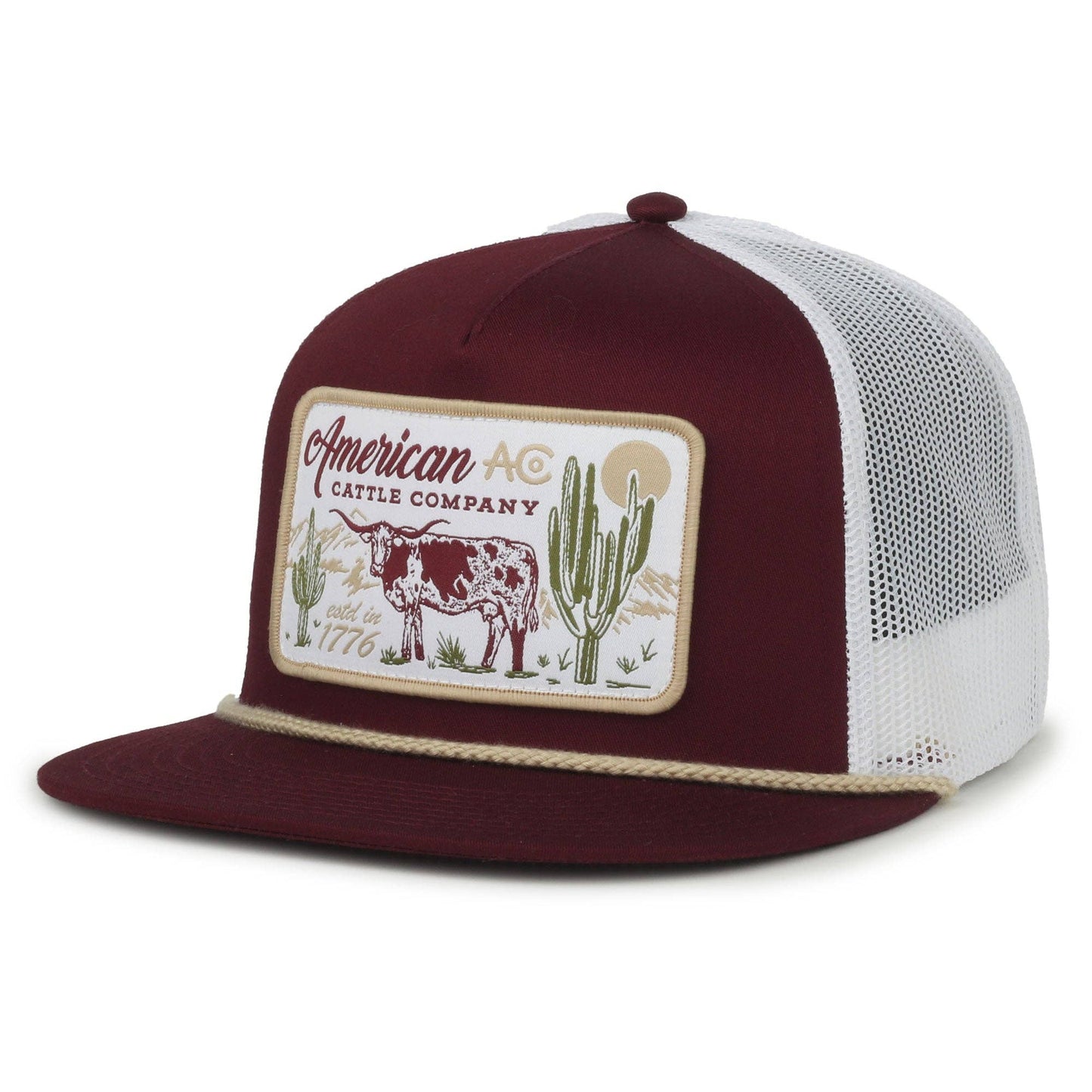 American Cattle Co - On the Range Hat: Maroon/White