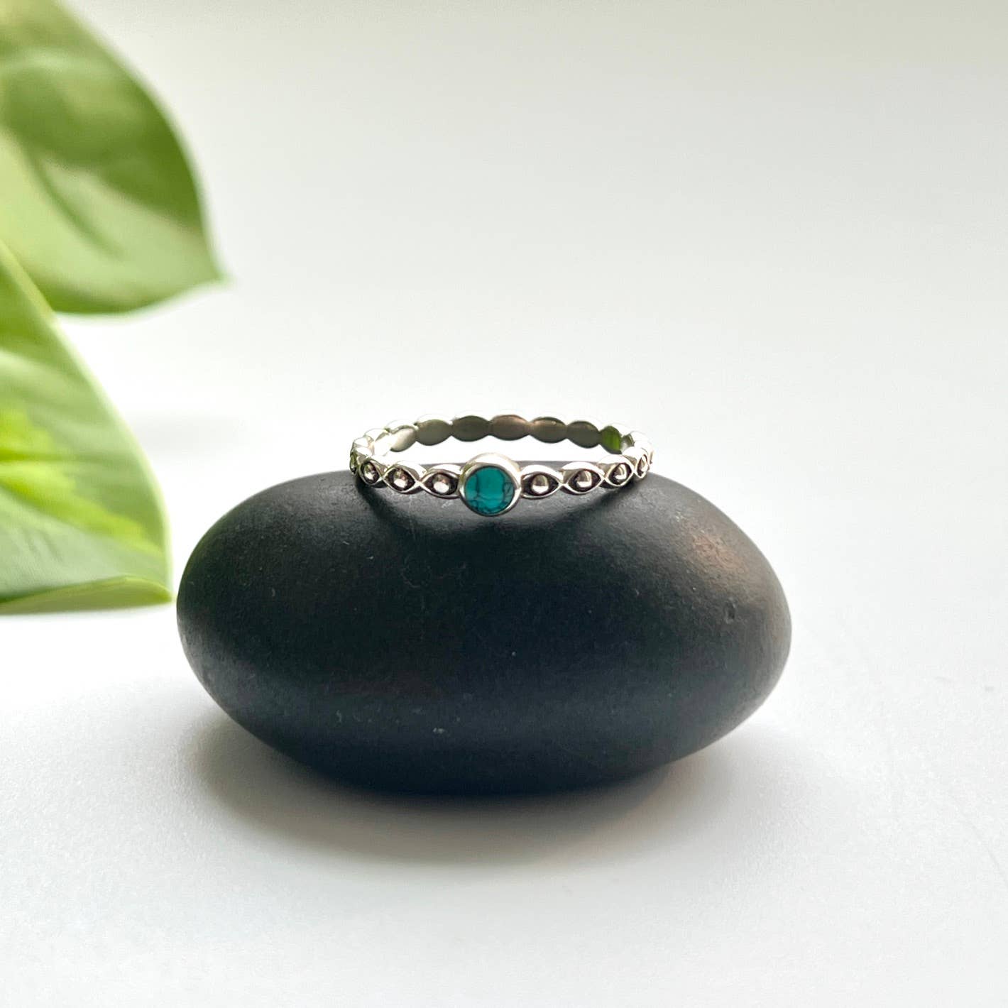 Baizaar - Decorated Silver Turquoise Band: 8
