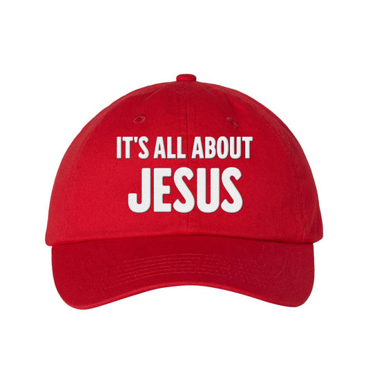 God And Glory Gifts - It's All About Jesus Charlie Kirk Embroidered Dad Hat: Red