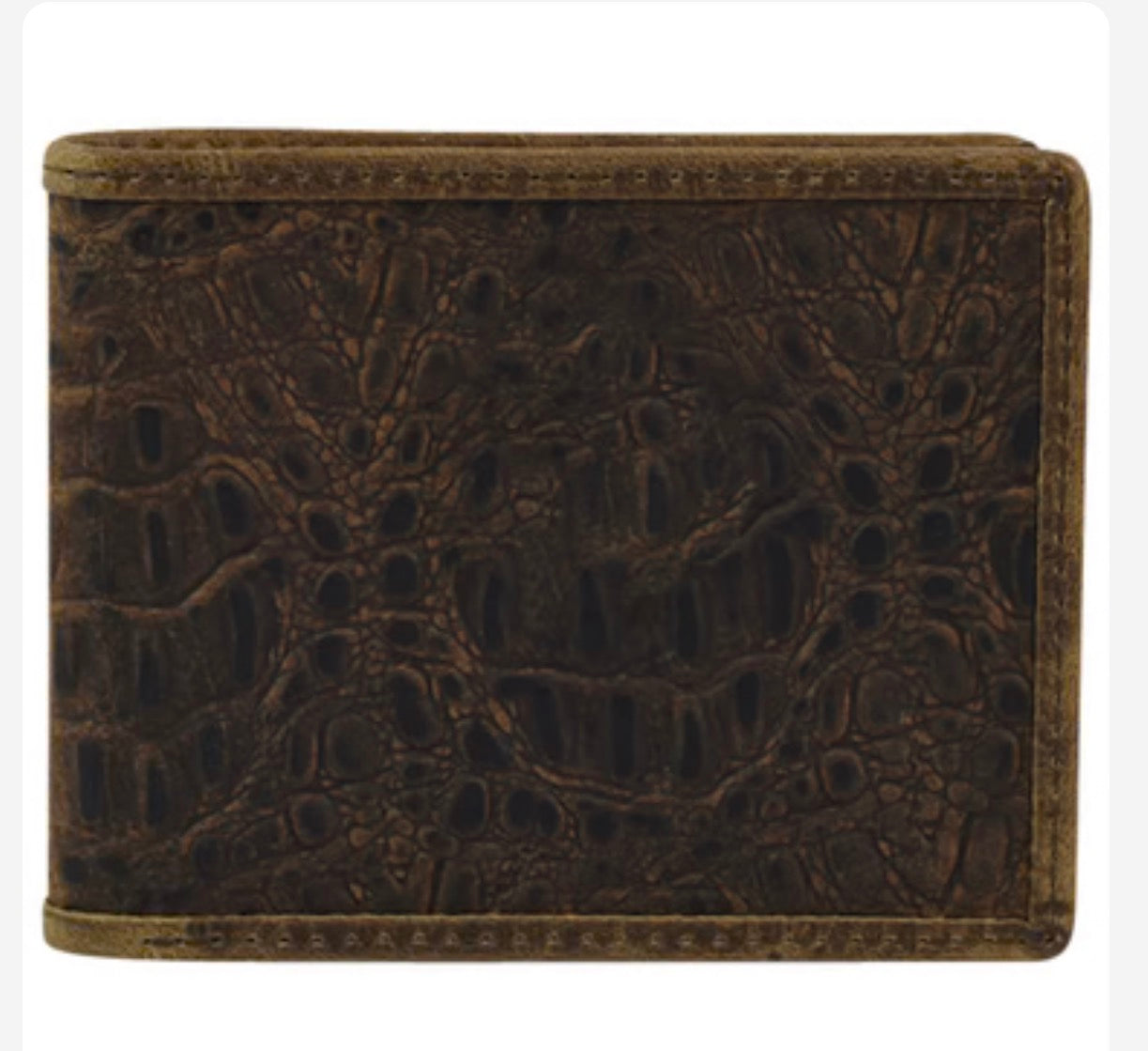 TONY LAMA LG BIFOLD WALLET DK BROWN HORNBACK EMBOSS