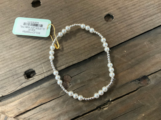 E NEWTON CLASSIC JOY PATTERN STERLING 4MM BEAD BRACELET PEARL