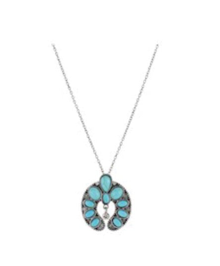JUSTIN NECKLACE NAJA W/FAUX TURQUOISE AND CLEAR CRYSTALS