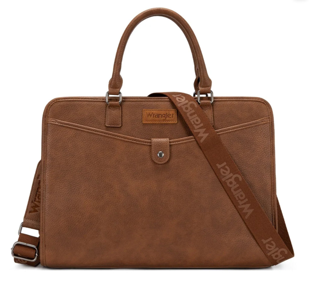 WRANGLER PEBBLED FAUX LEATHER LAPTOP BRIEF BAG