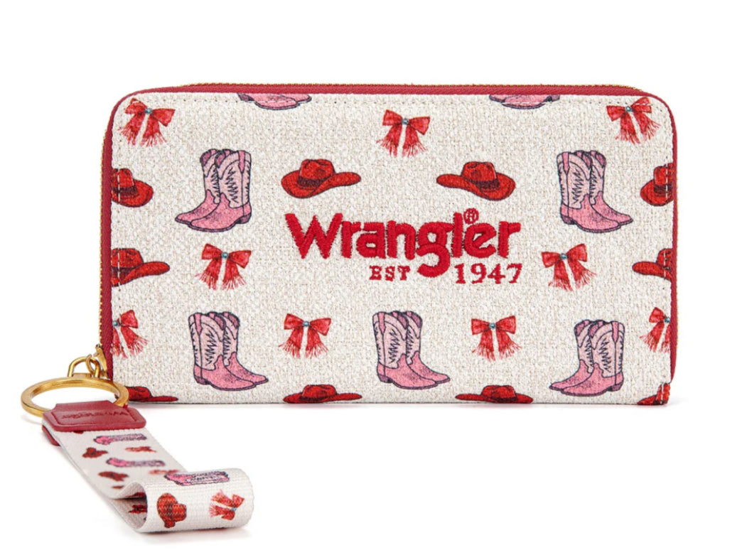 Wrangler Western Print RFID Blocking Zippered Cowgirl Wallet