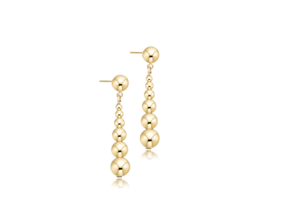E NEWTON BEADED CLASSIC GRADUATED DROP GOLD 6MM EARRINGS