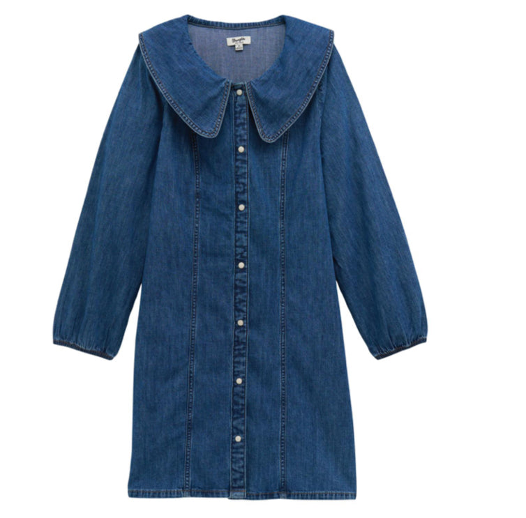 WRANGLER WOMENS RETRO AMERICANA DENIM COLLAR DRESS