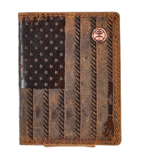 HOOEY MENS LIBERTY ROPER EMBOSSED BIFOLD MONEY CLIP WALLET WITH LOGO RIVET