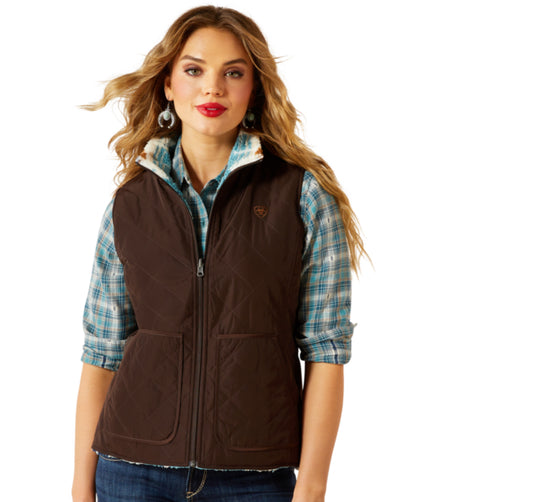 ARIAT WOMENS DILON 2.0 INSULATED REVERSIBLE VEST IN MOLE