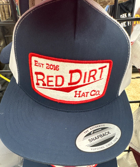 RED DIRT HAT CO FILLIN’ STATION-NAVY/WHITE 5 PANEL HAT