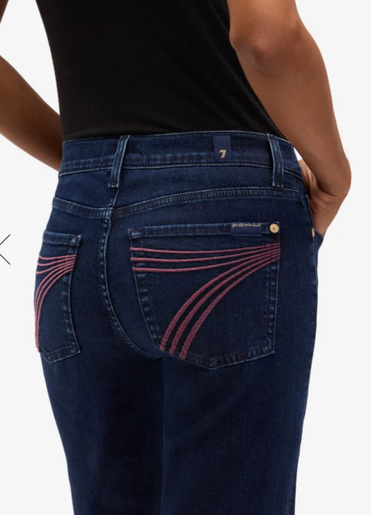 7 FOR ALL MANKIND DOJO SLIM ILLUSION JEAN WITH BURGUNDY STITCHING