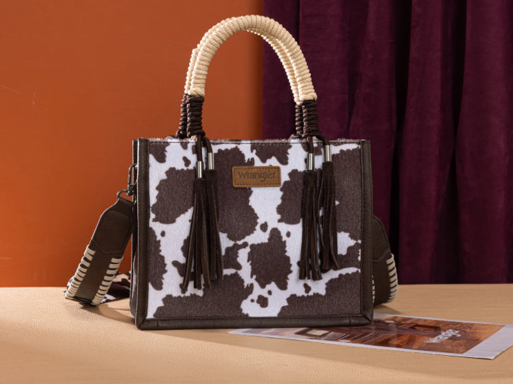 WRANGLER COW PRINT TOTE/CROSSBODY