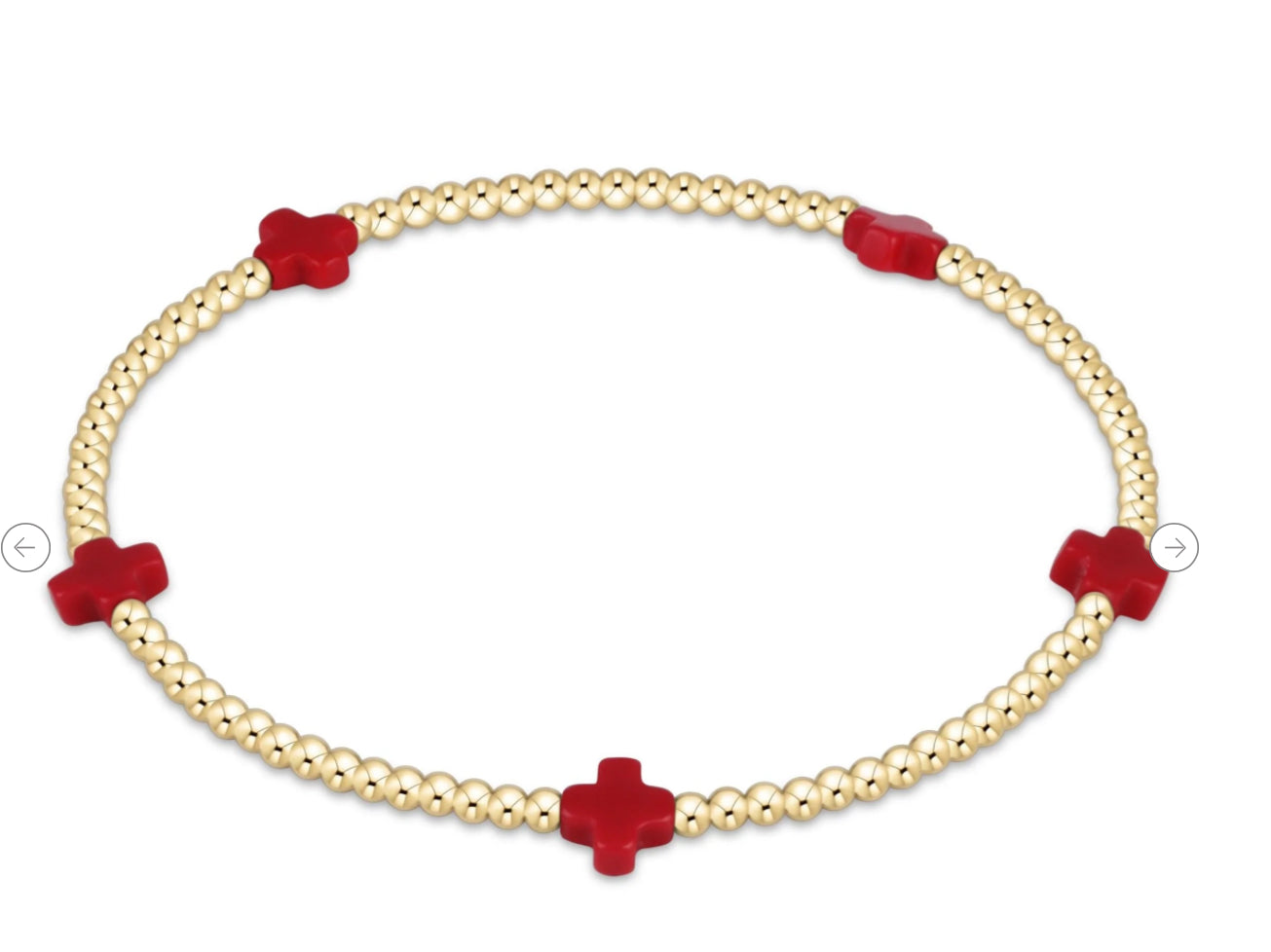 E NEWTON SIGNATURE CROSS SMALL GOLD PATTERN 2MM BEAD BRACELET