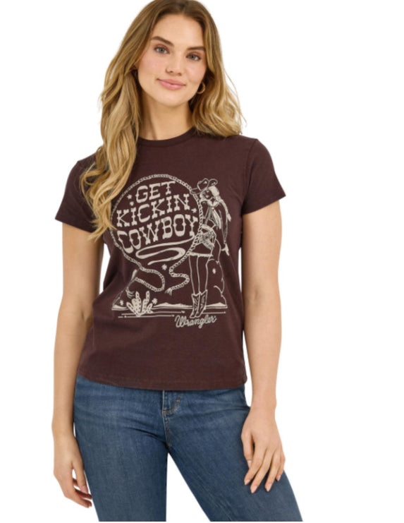 WRANGLER RETRO WOMENS GET KICKIN COWBOY GRAPHIC TEE