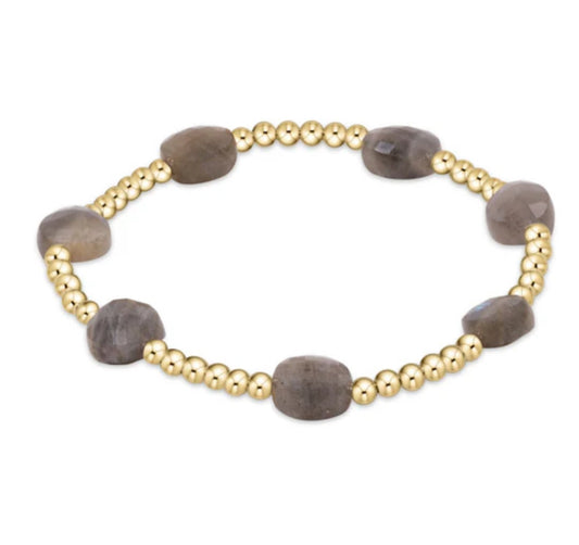E NEWTON ADMIRE GOLD 3MM BEAD BRACELET LABRADORITE