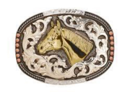 CRUMRINE OVAL BUCKLE HORSE HEAD