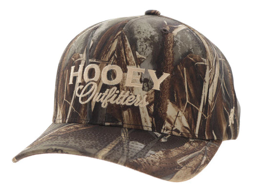 HOOEY OUTFITTERS ORIGINAL, CAMO  6-PANEL TRUCKER WITH BROWN/TAN EMBROIDERY LOGO-OSGFA
