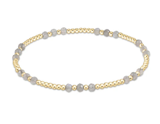 E NEWTON GEMSTONE GOLD JOY PATTERN 3MM BEAD BRACELET LABRADORITE