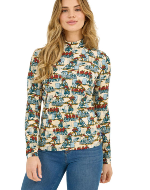 WRANGLER WOMENS RETRO AMERICANA MOCK NECK KNIT TOP