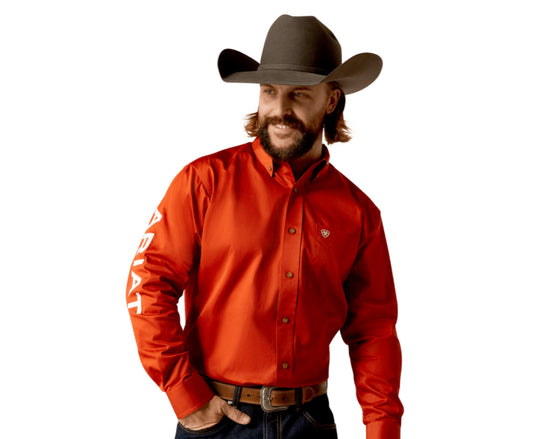 ARIAT MENS TEAM LOGO TWILL LONG SLEEVE SHIRT