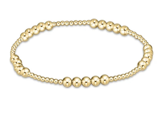 E NEWTON CLASSIC BLISSFUL PATTERN 2MM BEAD BRACELET 4MM GOLD