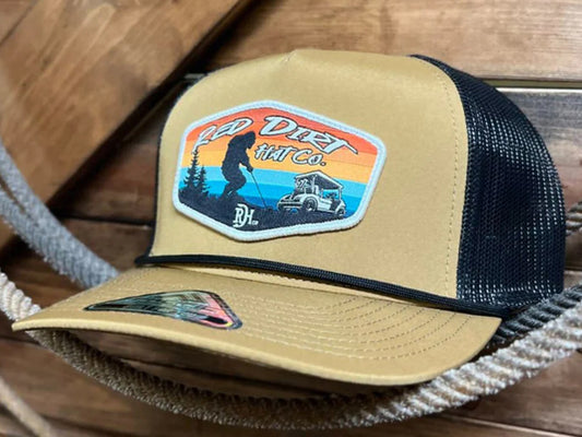 RED DIRT HAT CO TEE’D OFF-BUCK/BLACK W/ BLACK ROPE HAT