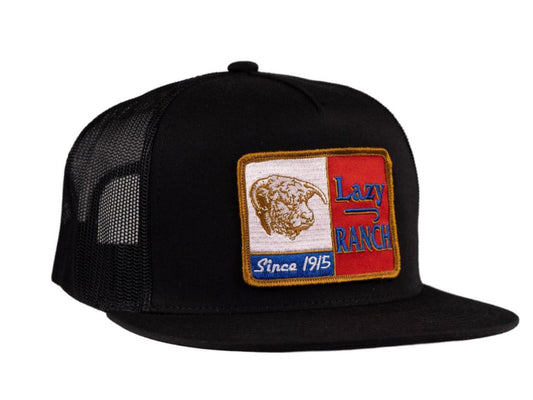 LAZY J RANCH BLACK GOLD TEXAS RANCH GOLD PATCH CLASSIC FIVE PANEL TRUCKER HAT