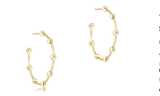 E NEWTON BEADED SIMPLICITY 1.5”POST HOOP EARRINGS 4MM GOLD