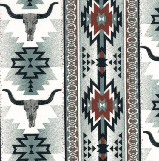 WRANGLER MEN CHECOTAH LONGHORN PRINT LONG SLEEVE SNAP SHIRT