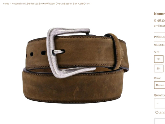 NOCONA 1 1/2” BELT WITH OVERLAY