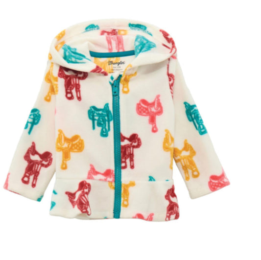 WRANGLER BABY GIRL FLEECE FULL ZIP SADDLE PRINT JACKET