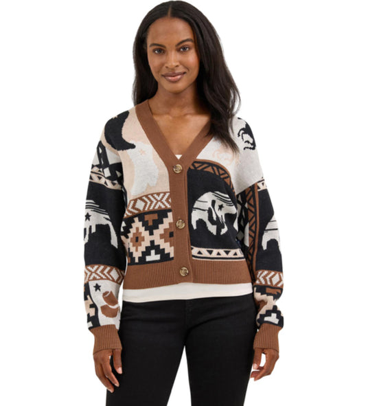 WRANGLER WOMENS WESTERN LONG SLEEVE CARDIGAN BOMBER ICON