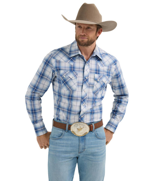 WRANGLER MENS RETRO LONG SLEEVE PLAID SHIRT