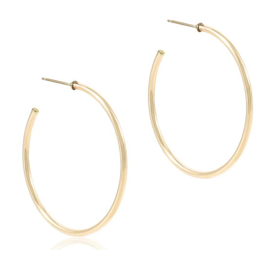 E NEWTON ROUND GOLD 1.75” POST HOOP EARRINGS 2MM SMOOTH