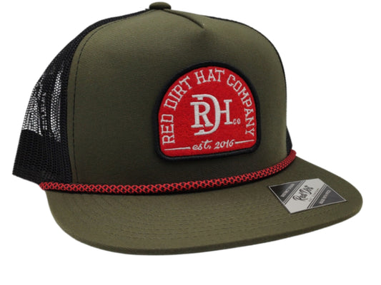 RED DIRT HAT CO RUGER-OLIVE/OLIVE/BLACK 5 PANEL HAT