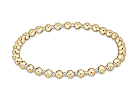 E NEWTON CLASSIC GRATEFUL PATTERN 4MM BEAD BRACELET-MIXED METAL