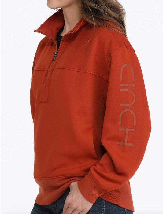 CINCH WOMENS 1/4 ZIP PULLOVER IN RED