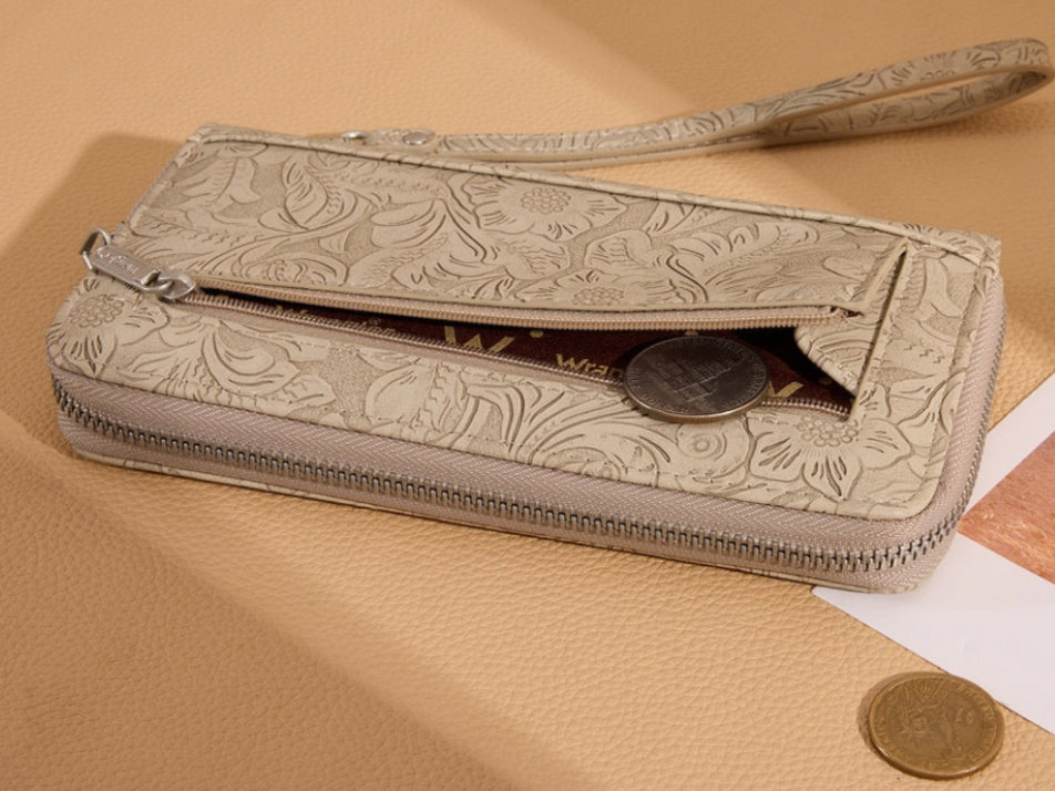 WRANGLER FLORAL TOOLED WRISTLET RFID WALLET