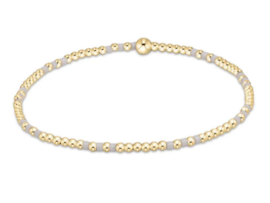 E NEWTON HOPE JOY PATTERN 2MM BEAD BRACELET WHITE