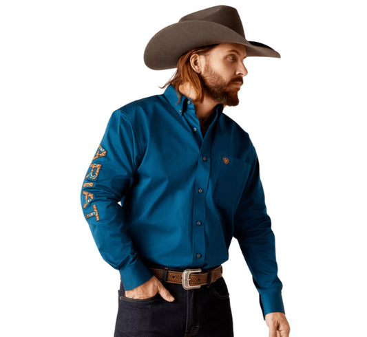 ARIAT MENS TEAM LOGO TWILL CLASSIC LONG SLEEVE SHIRT