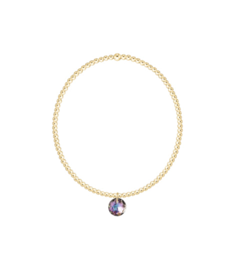 E NEWTON CLASSIC GOLD 2MM BRACELET- REFLECTION SMALL BIRTHSTONE CHARM