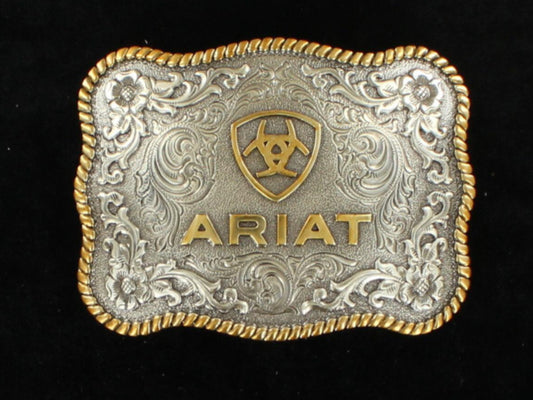 ARIAT ANTIQUE SILVER AND GOLD OVAL BUCKLE