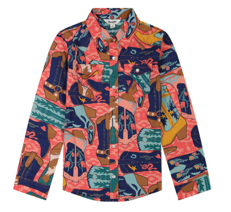 WRANGLER GIRLS LONG SLEEVE SNAP SHIRT