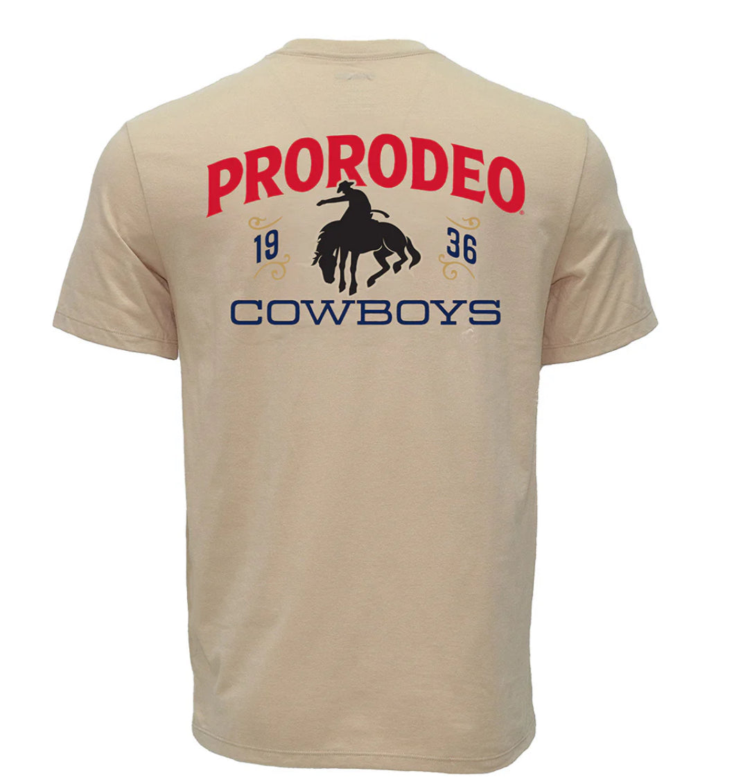 HOOEY MENS PRCA TAN CREW NECK FRONT POCKET TEE