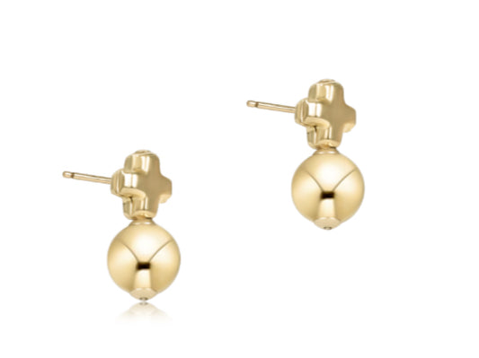 E NEWTON SIGNATURE CROSS SMALL GOLD STUD-CLASSIC GOLD